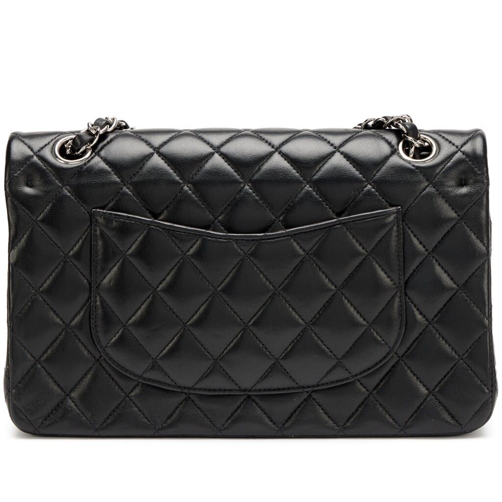 Black Quilted Lambskin Medium Classic Double Flap Bag Silver Hardware, 2017-2018