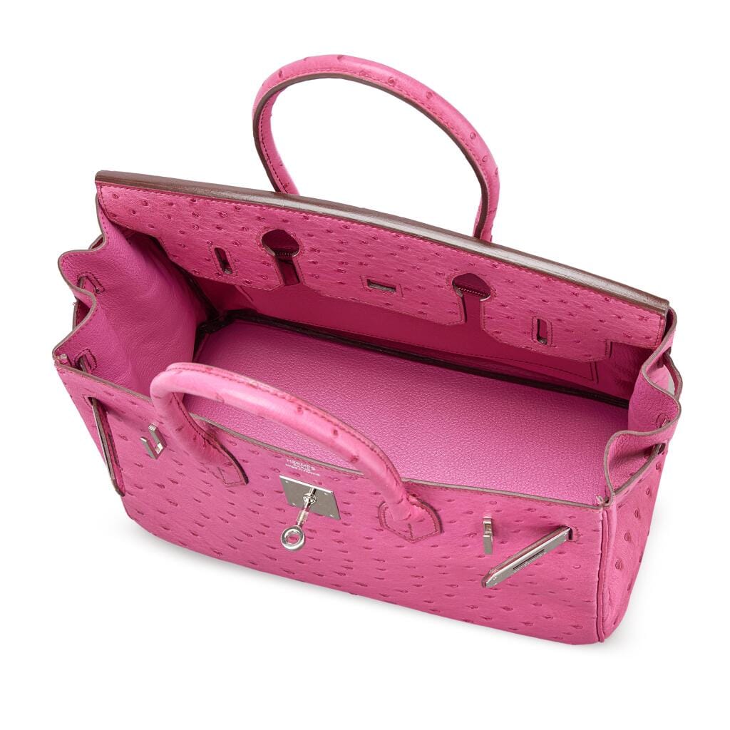 Fuchsia Ostrich Birkin 30 Palladium Hardware, 2007