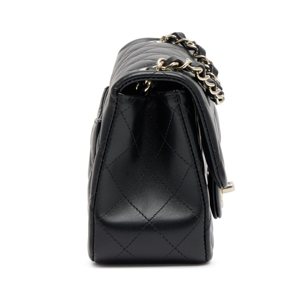 Black Quilted Lambskin Mini Square Classic Single Flap Bag Light Gold Hardware, 2026