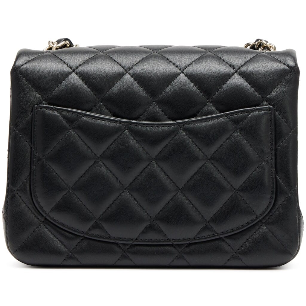 Black Quilted Lambskin Mini Square Classic Single Flap Bag Light Gold Hardware, 2026