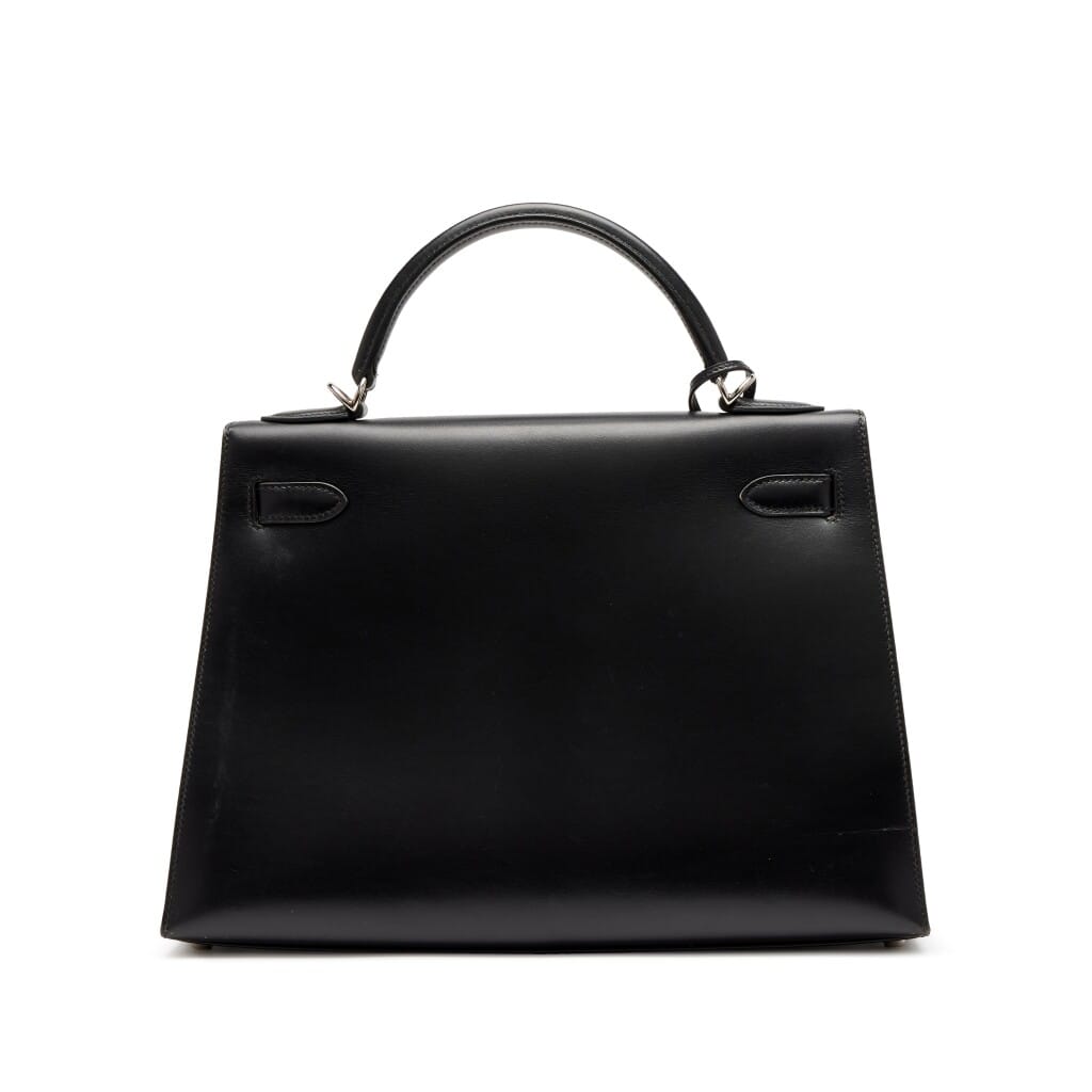 Vintage Black Box Calf Kelly 32 Sellier Palladium Hardware, 2000