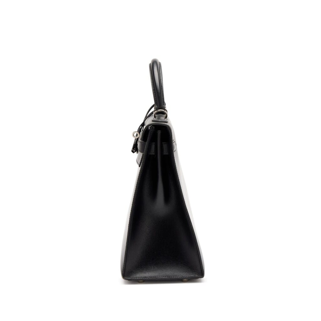 Vintage Black Box Calf Kelly 32 Sellier Palladium Hardware, 2000