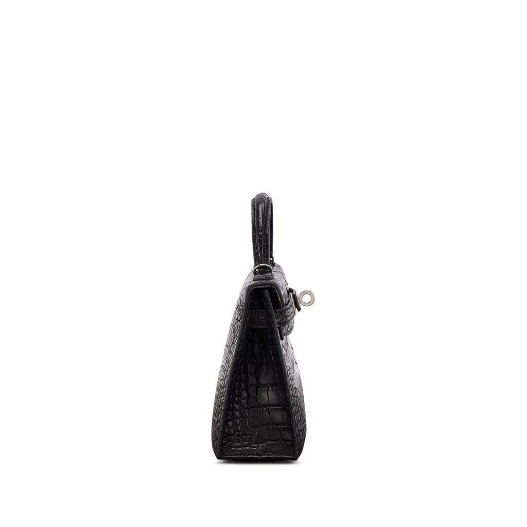 Black Matte Alligator and Gris Perle HSS Mini Kelly II 20 Palladium Hardware, 2025