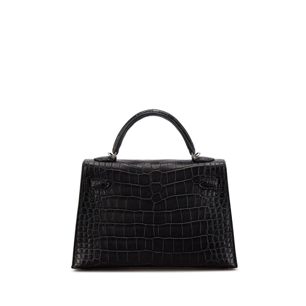 Black Matte Alligator and Gris Perle HSS Mini Kelly II 20 Palladium Hardware, 2025