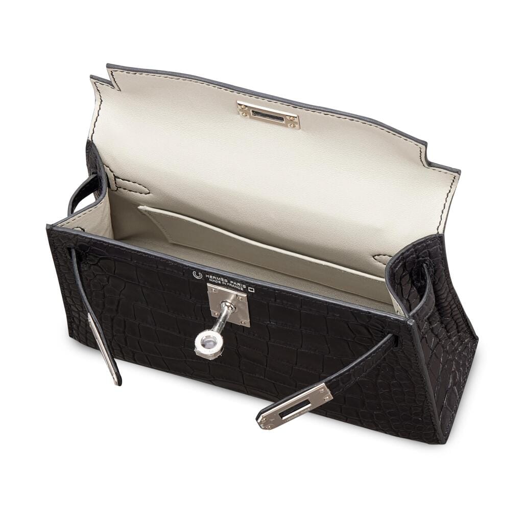 Black Matte Alligator and Gris Perle HSS Mini Kelly II 20 Palladium Hardware, 2025
