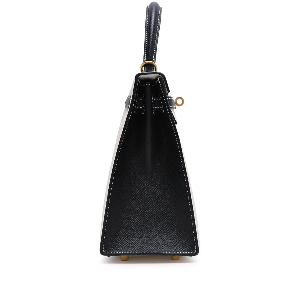 Craie and Black Epsom HSS Kelly 25 Sellier Brushed Gold Hardware, 2019