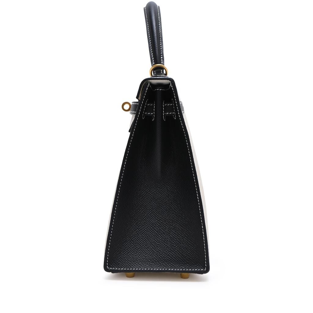 Craie and Black Epsom HSS Kelly 25 Sellier Brushed Gold Hardware, 2019