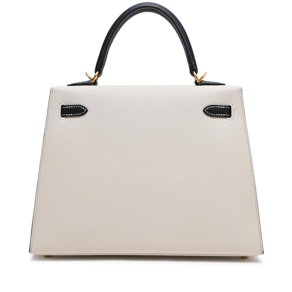 Craie and Black Epsom HSS Kelly 25 Sellier Brushed Gold Hardware, 2019