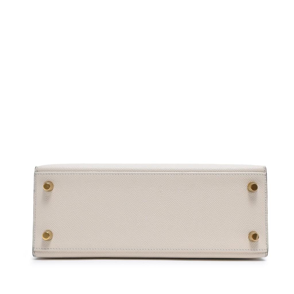 Craie and Black Epsom HSS Kelly 25 Sellier Brushed Gold Hardware, 2019