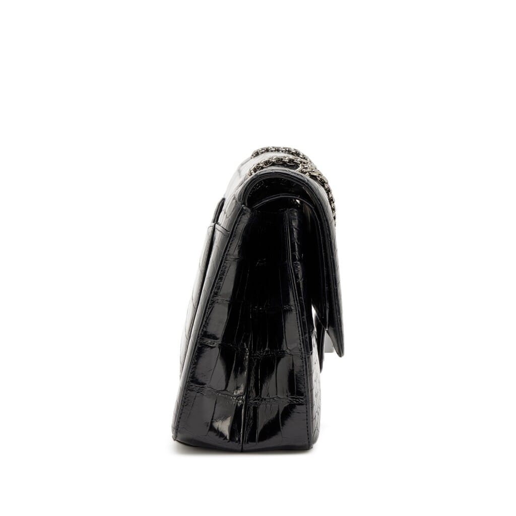 So Black Alligator 2.55 Reissue 227 Double Flap Bag Ruthenium Hardware, 2011-2012