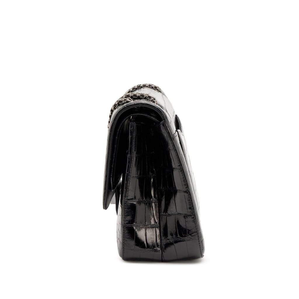 So Black Alligator 2.55 Reissue 227 Double Flap Bag Ruthenium Hardware, 2011-2012
