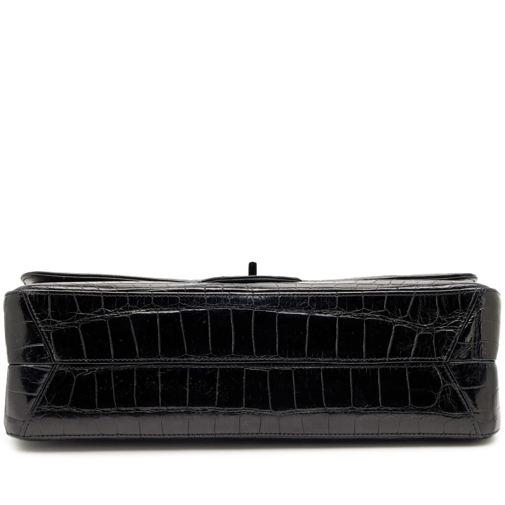 So Black Alligator 2.55 Reissue 227 Double Flap Bag Ruthenium Hardware, 2011-2012