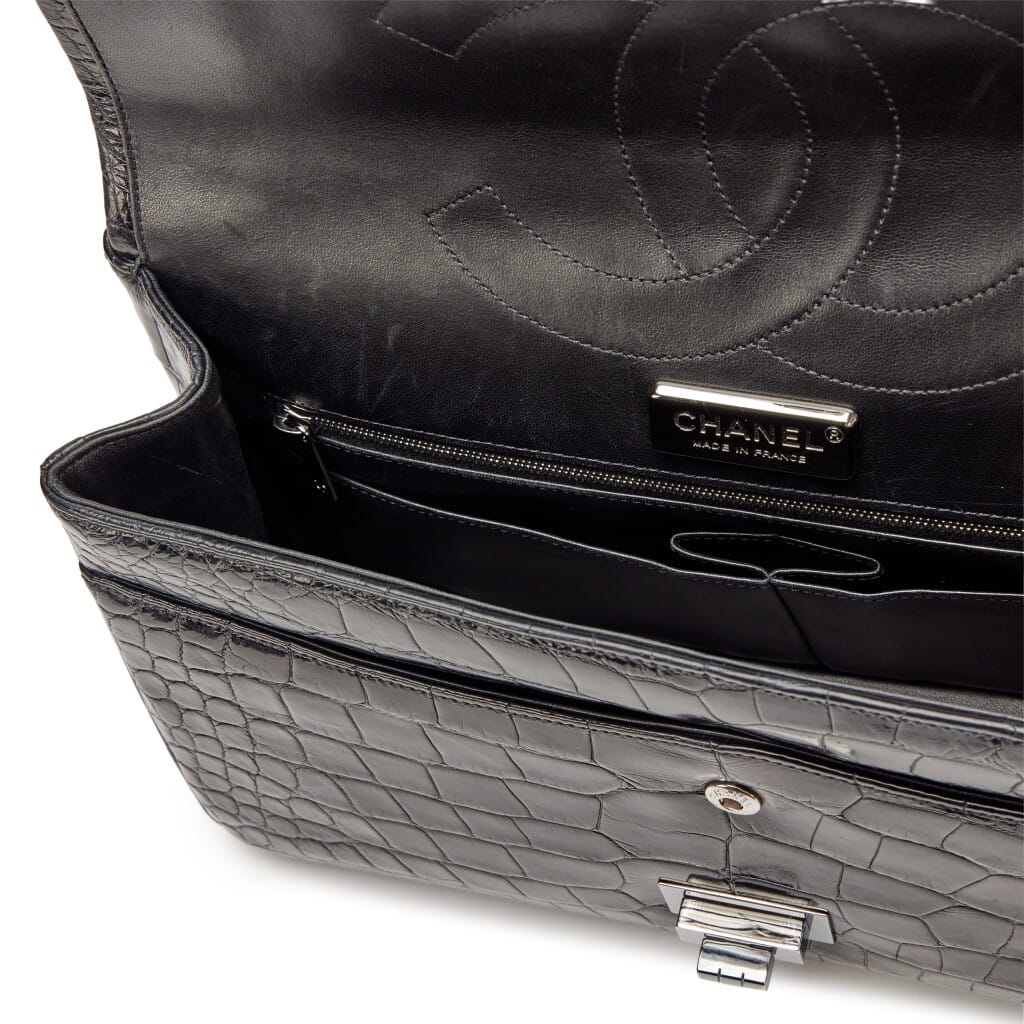 So Black Alligator 2.55 Reissue 227 Double Flap Bag Ruthenium Hardware, 2011-2012