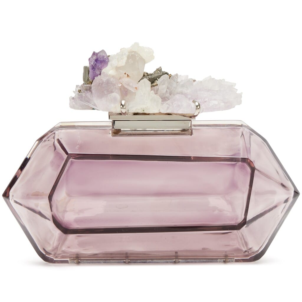 Amethyst Geode Purple Acrylic Minaudière Clutch Silver Hardware, 2012