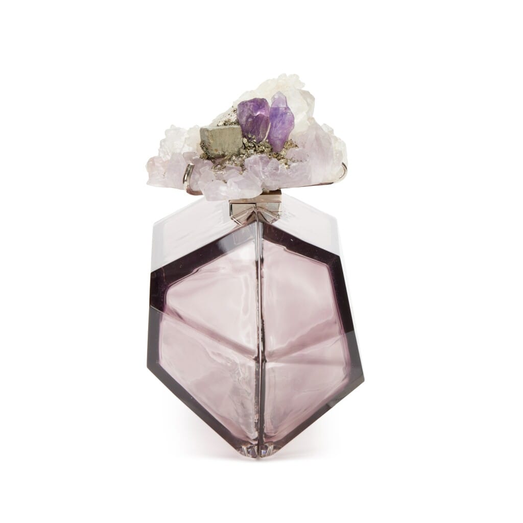 Amethyst Geode Purple Acrylic Minaudière Clutch Silver Hardware, 2012