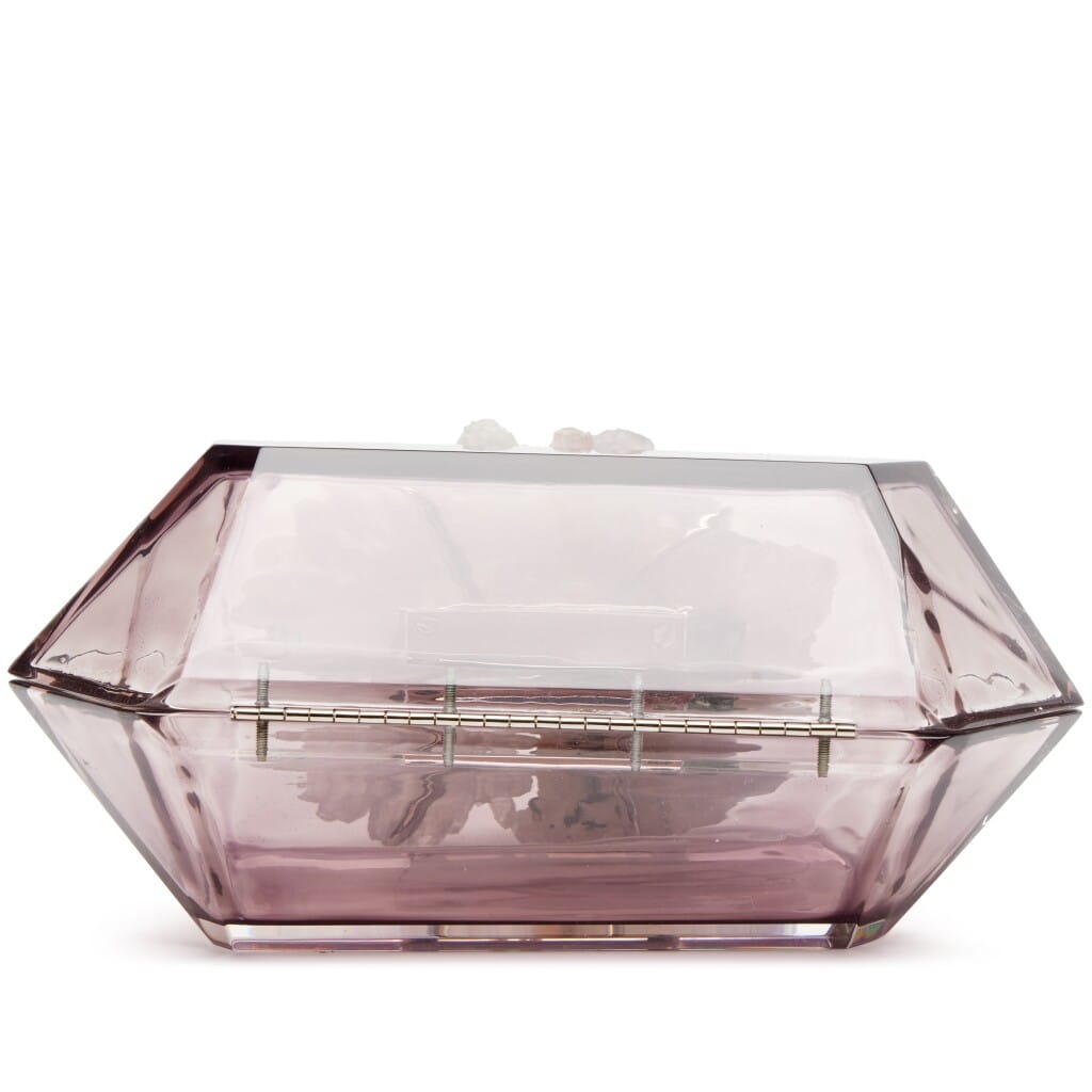 Amethyst Geode Purple Acrylic Minaudière Clutch Silver Hardware, 2012