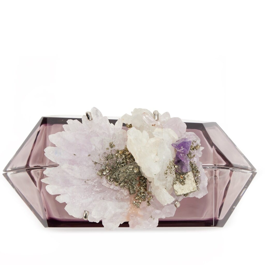 Amethyst Geode Purple Acrylic Minaudière Clutch Silver Hardware, 2012