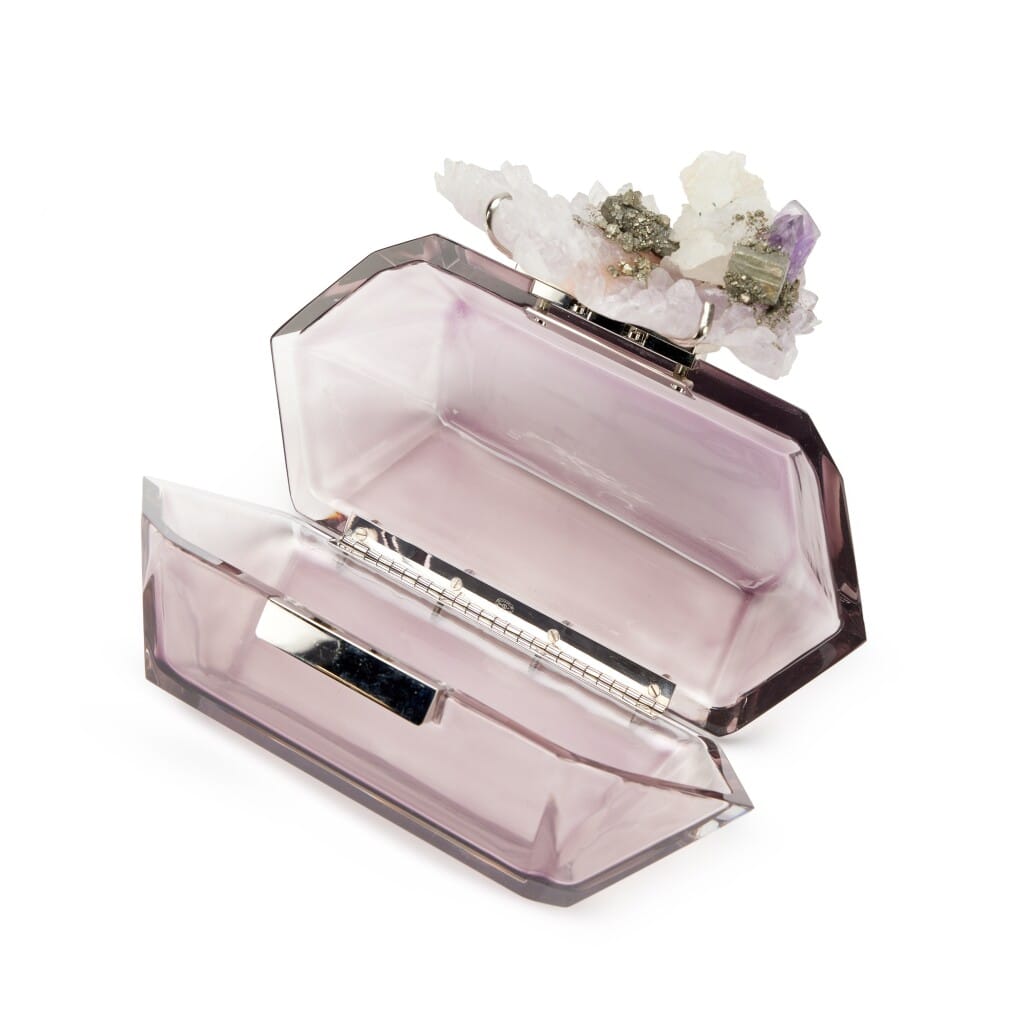 Amethyst Geode Purple Acrylic Minaudière Clutch Silver Hardware, 2012
