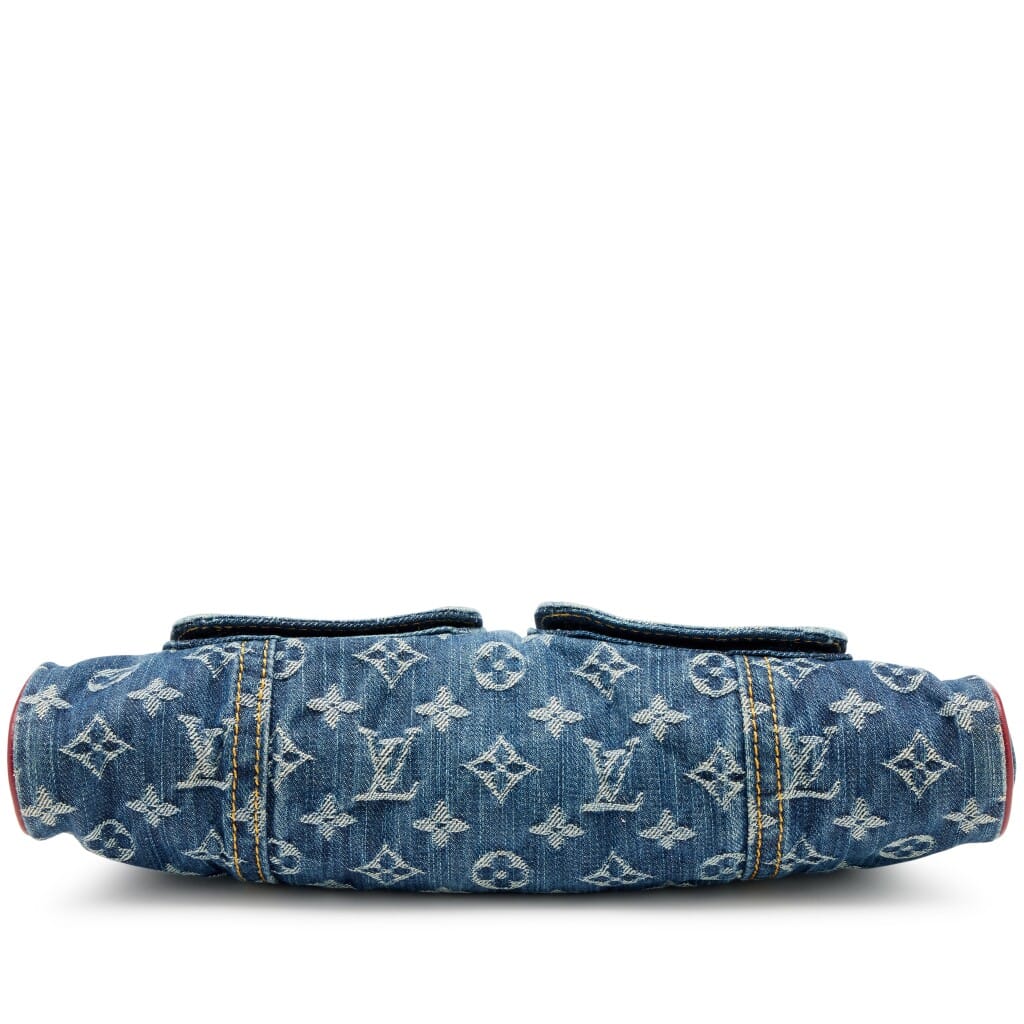 Blue Monogram Denim and Red Alligator Sac Fermoir GM Bag Gold Hardware, 2005