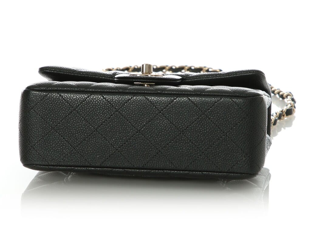 Dark Gray Quilted Caviar Mini Classic Flap Bag Gold Hardware, 2018