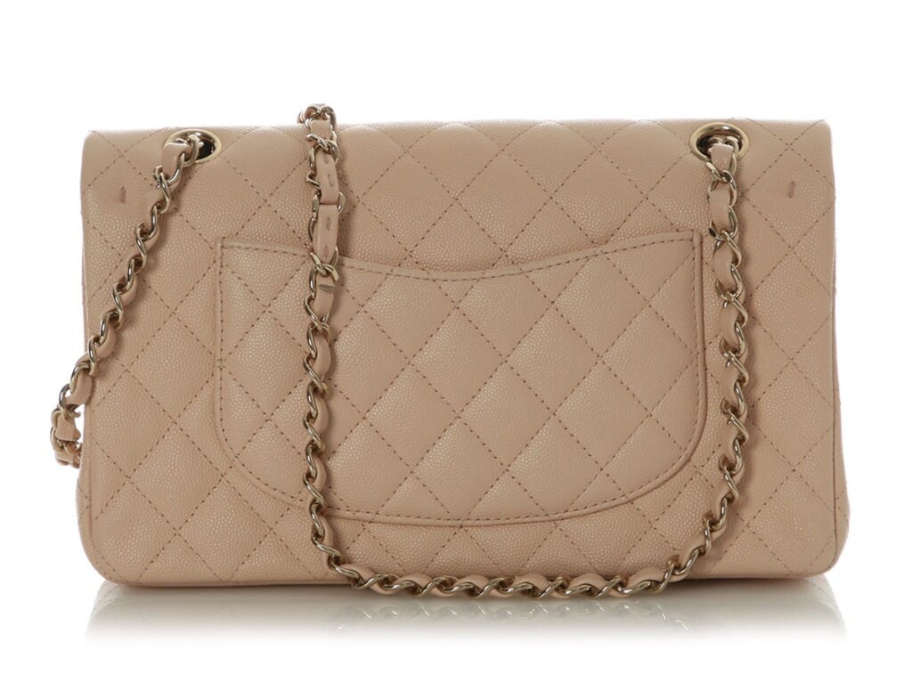 Beige Quilted Caviar Medium Classic Double Flap Bag Gold Hardware, 2022