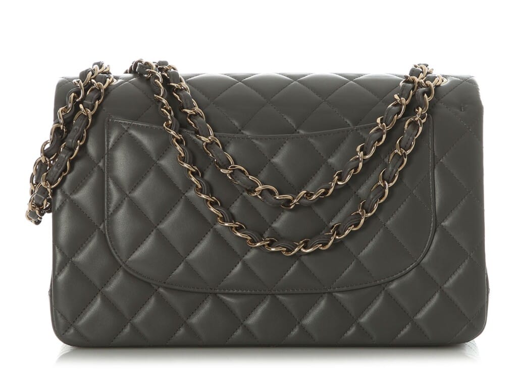 Grey Quilted Lambskin Jumbo Classic Double Flap Bag Gold Hardware, 2022
