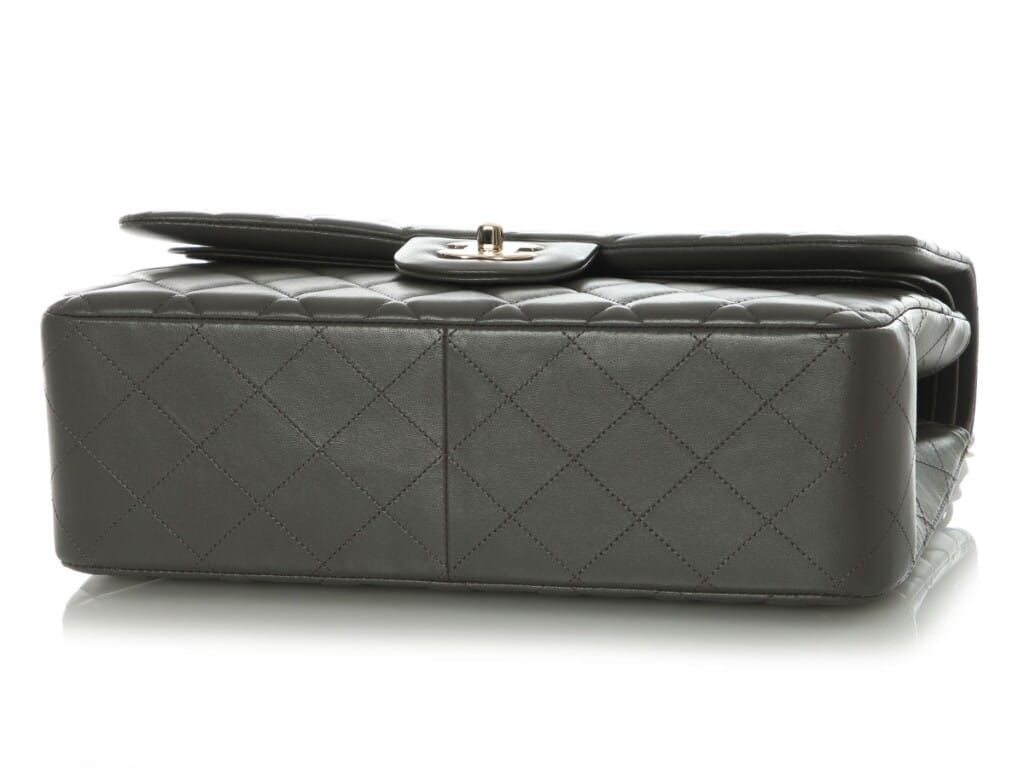 Grey Quilted Lambskin Jumbo Classic Double Flap Bag Gold Hardware, 2022