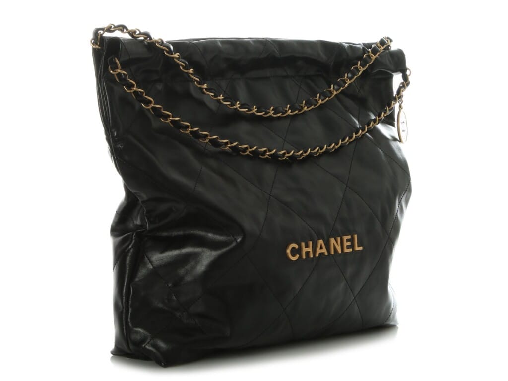 Black Quilted Shiny Calfskin Chanel 22 Aged Gold Hardware, 2024