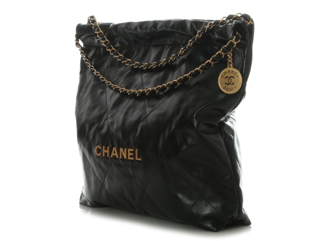 Black Quilted Shiny Calfskin Chanel 22 Aged Gold Hardware, 2024