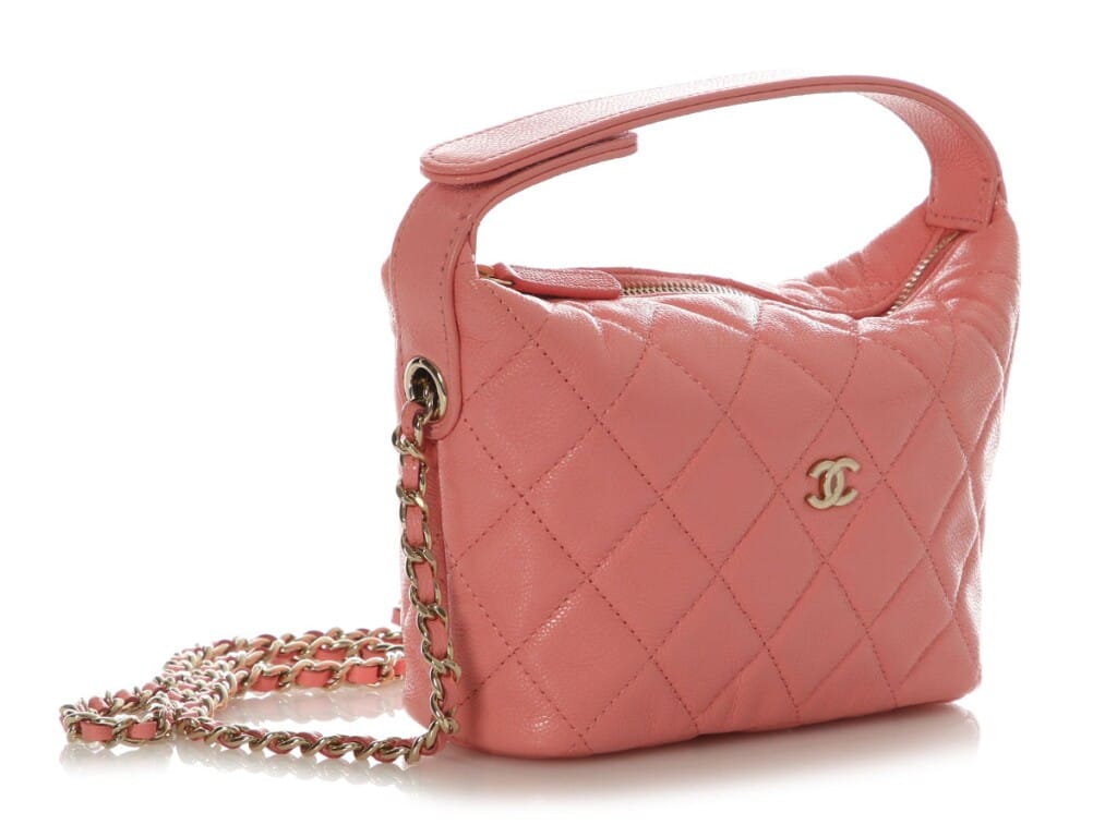 Pink Quilted Caviar Small Hobo Clutch Gold Hardware, 2020s