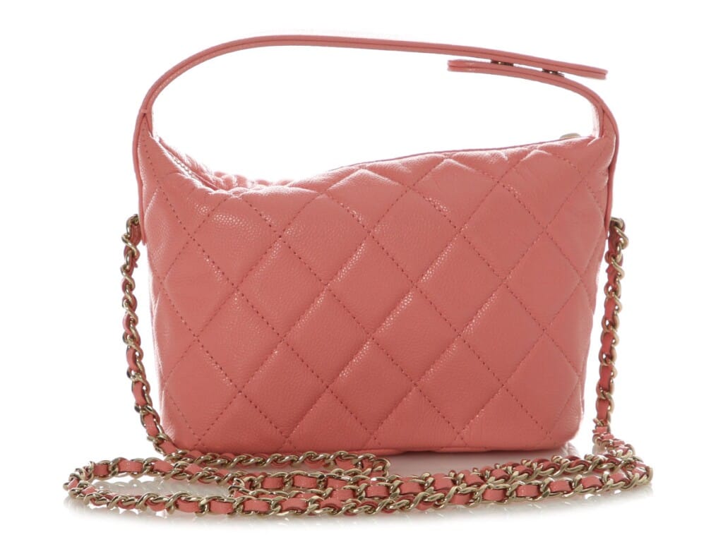 Pink Quilted Caviar Small Hobo Clutch Gold Hardware, 2020s