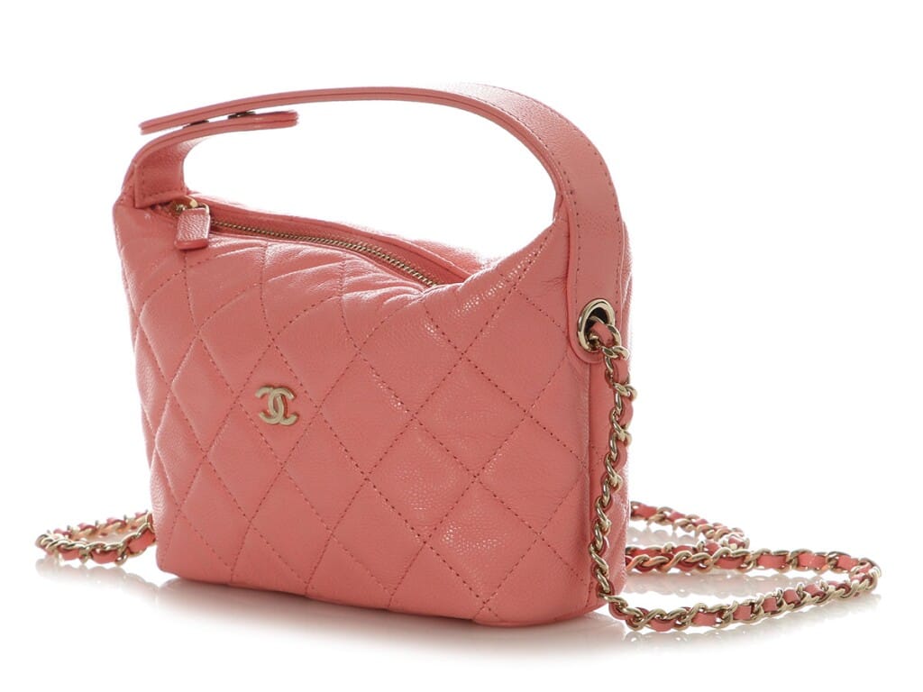 Pink Quilted Caviar Small Hobo Clutch Gold Hardware, 2020s