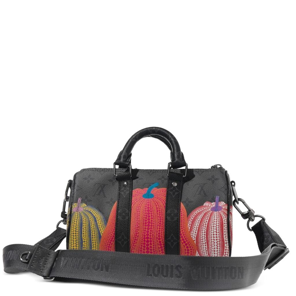 x Yayoi Kusama Monogram Eclipse Reverse Pumpkin Coated Canvas Keepall Bandoulière 25 Silver Hardware, 2023