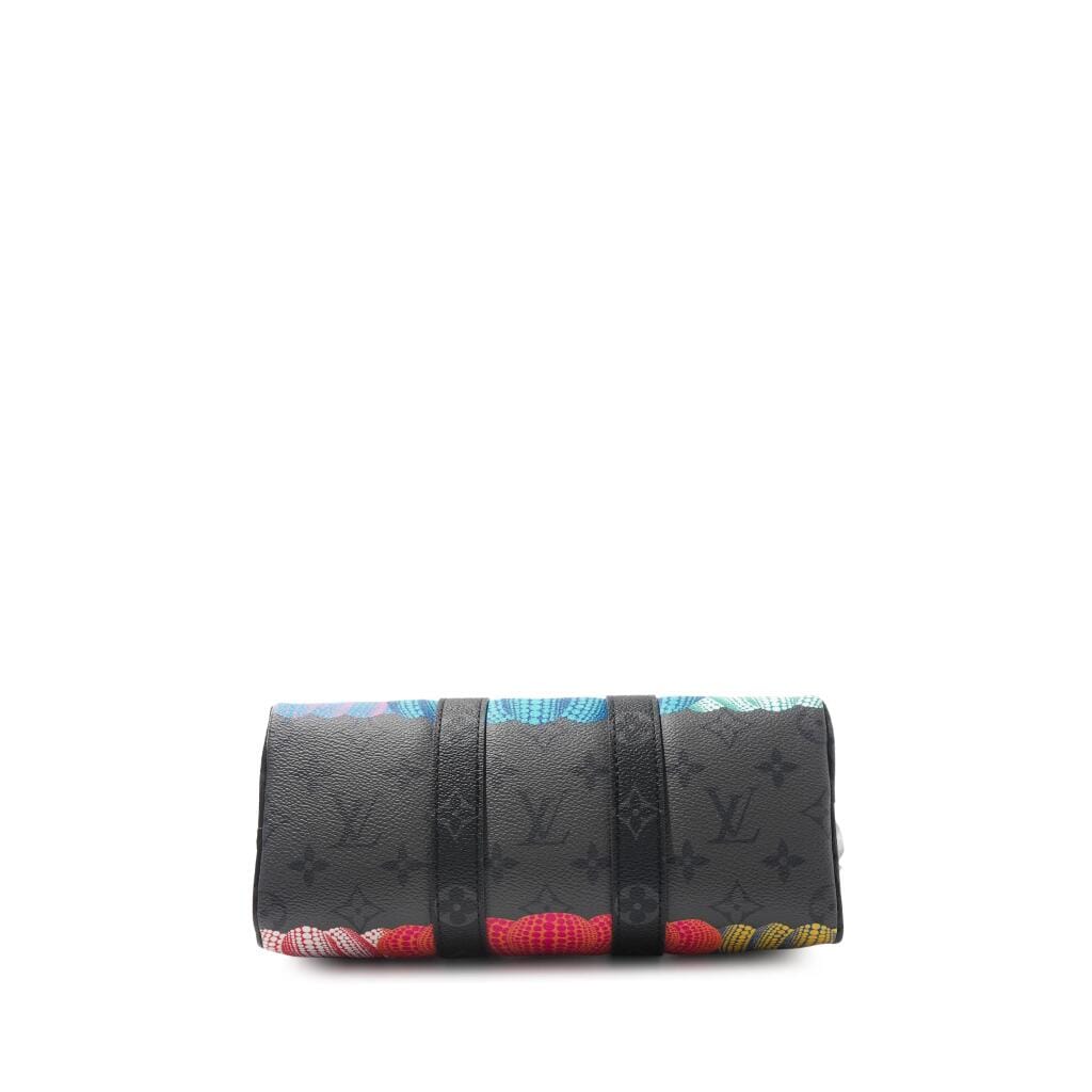 x Yayoi Kusama Monogram Eclipse Reverse Pumpkin Coated Canvas Keepall Bandoulière 25 Silver Hardware, 2023