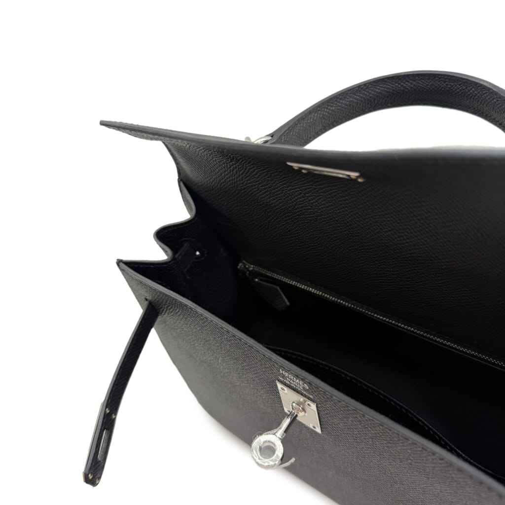 Black Epsom Kelly 25 Sellier Palladium Hardware, 2026