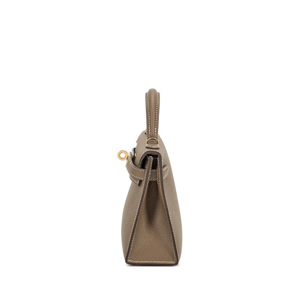 Etoupe Epsom Mini Kelly II Gold Hardware, 2026