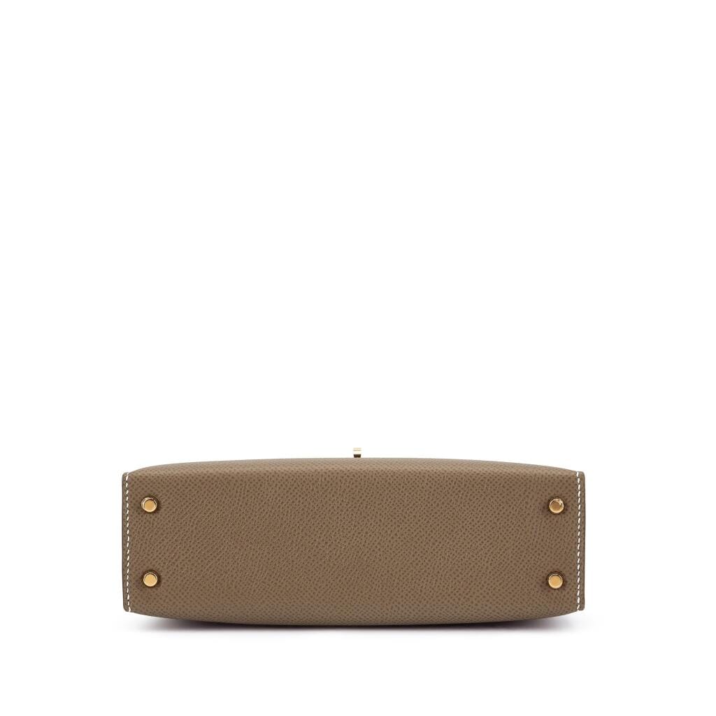 Etoupe Epsom Mini Kelly II Gold Hardware, 2026