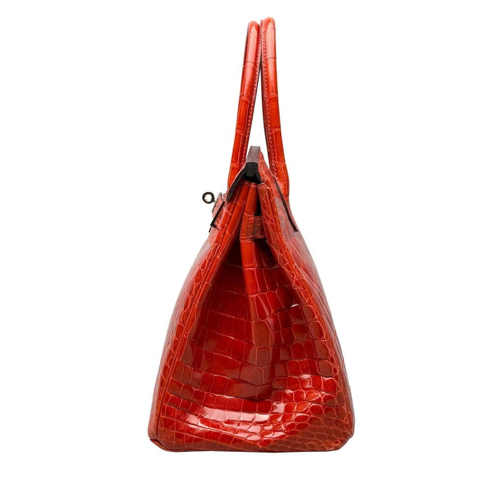Geranium Shiny Crocodile Birkin 30 Palladium Hardware, 2015