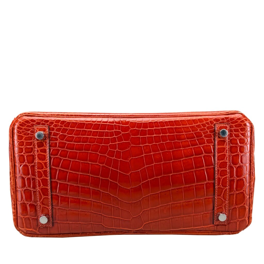 Geranium Shiny Crocodile Birkin 30 Palladium Hardware, 2015
