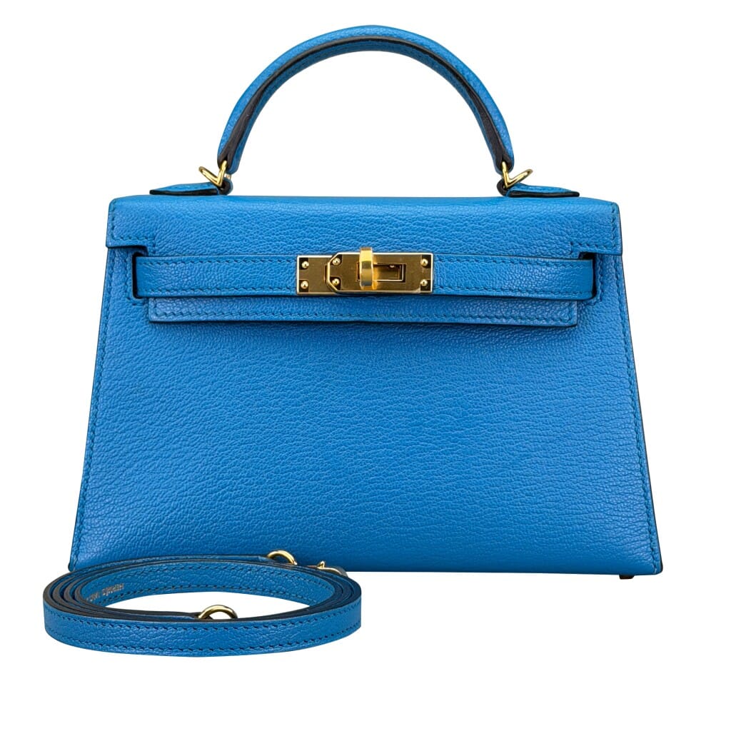 Bleu Frida Chèvre Mysore Mini Kelly 20 II Gold Hardware, 2020