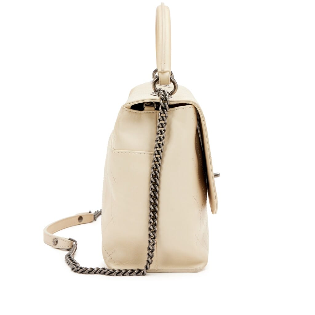 Ivory Quilted Calfskin Stitched Urban Luxury Top Handle Bag Ruthenium Hardware, 2016-2017