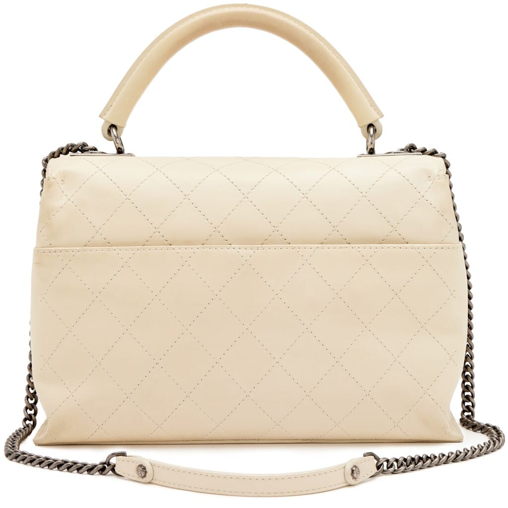 Ivory Quilted Calfskin Stitched Urban Luxury Top Handle Bag Ruthenium Hardware, 2016-2017