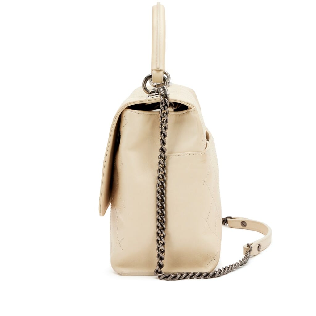Ivory Quilted Calfskin Stitched Urban Luxury Top Handle Bag Ruthenium Hardware, 2016-2017