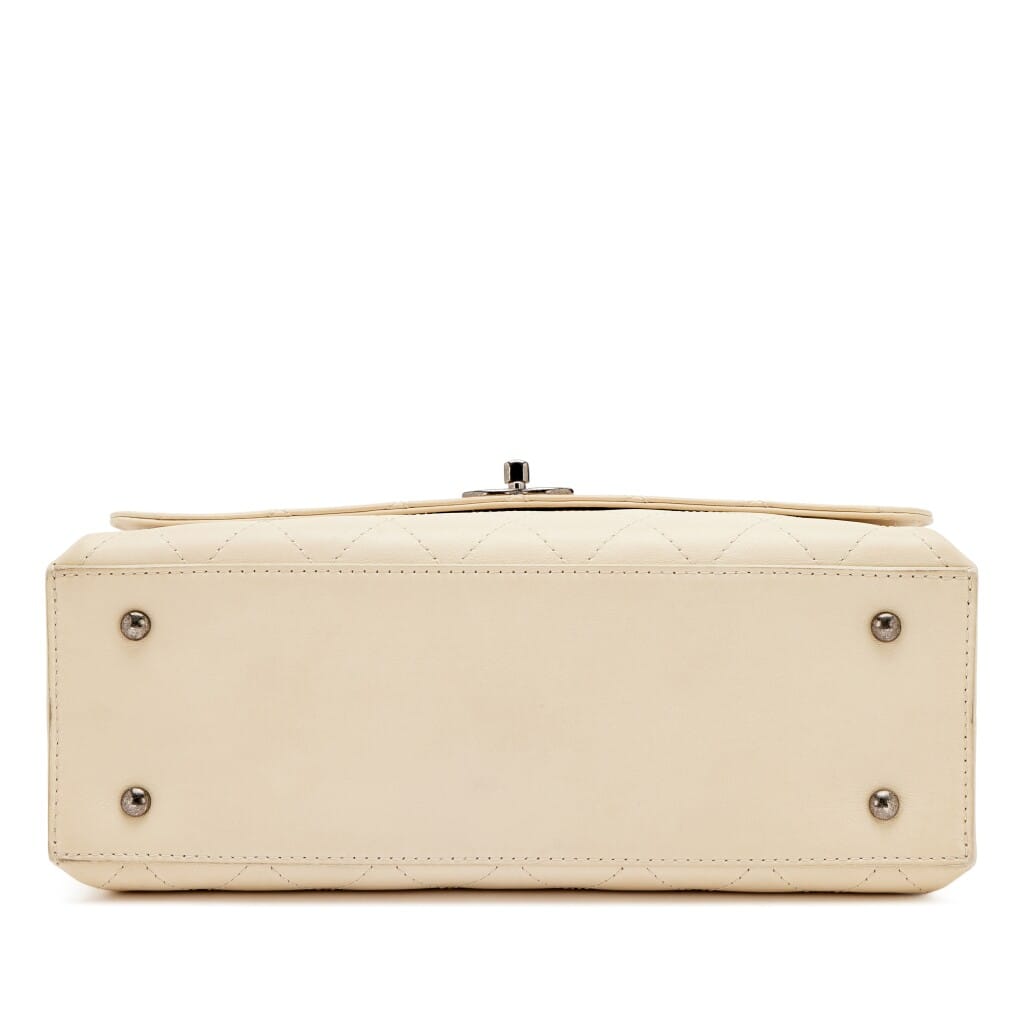 Ivory Quilted Calfskin Stitched Urban Luxury Top Handle Bag Ruthenium Hardware, 2016-2017
