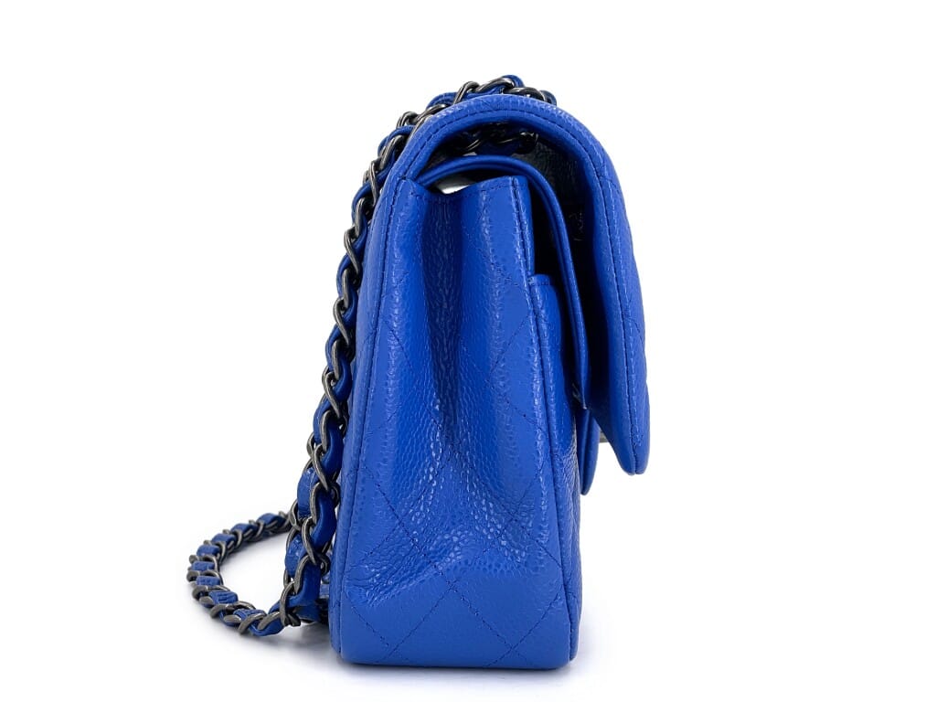 Blue Roi Cobalt Quilted Caviar Medium Classic Double Flap Bag Ruthenium Hardware, 2016
