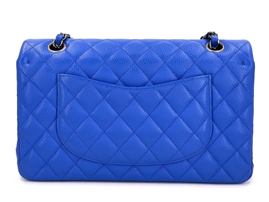 Blue Roi Cobalt Quilted Caviar Medium Classic Double Flap Bag Ruthenium Hardware, 2016
