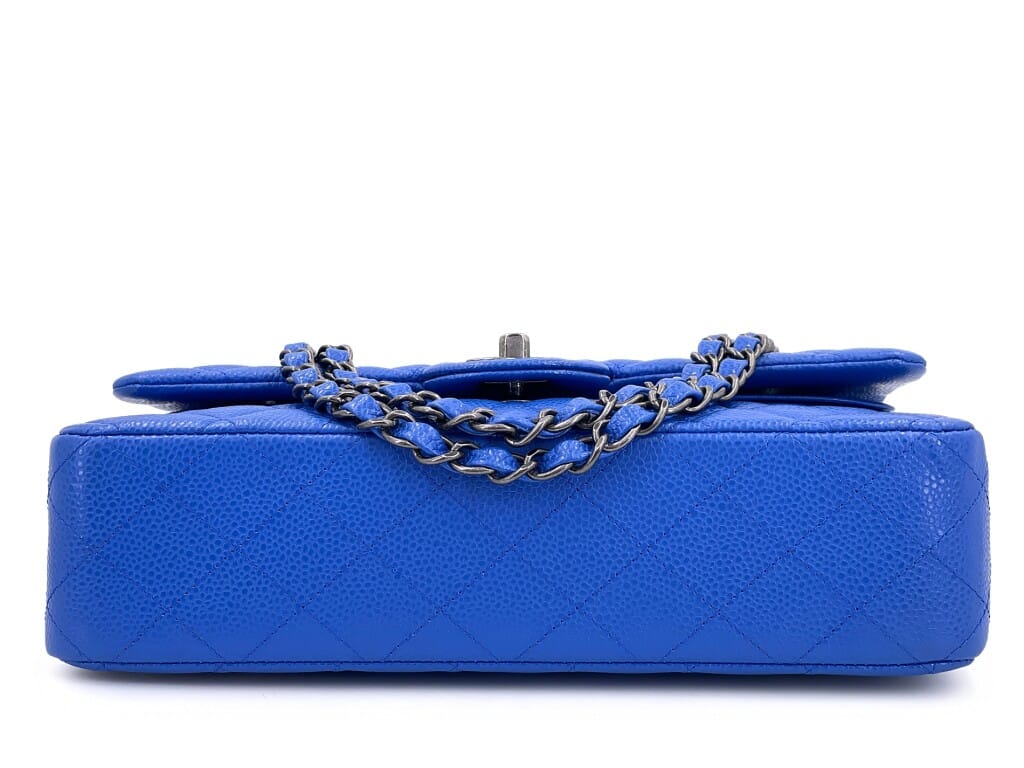 Blue Roi Cobalt Quilted Caviar Medium Classic Double Flap Bag Ruthenium Hardware, 2016