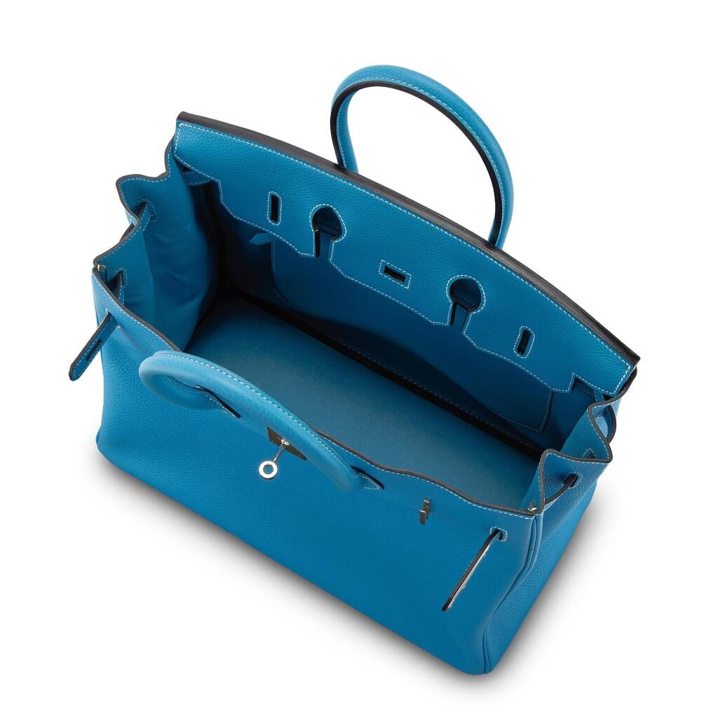 Bleu Jean Togo Birkin 35 Palladium Hardware, 2001