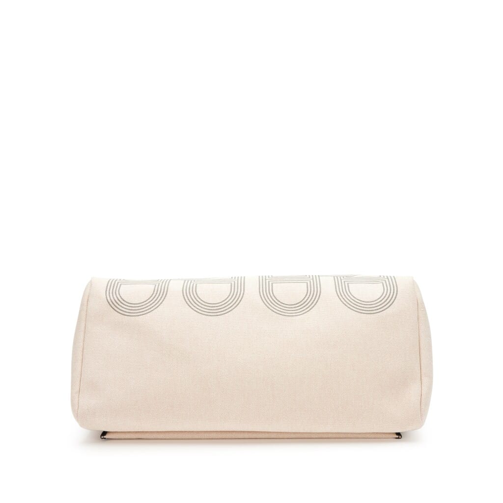 Ecru, Beige and Gris Meyer Toile and Black Hunter Herbag Zip Cabine 50 Bag Palladium Hardware, 2023