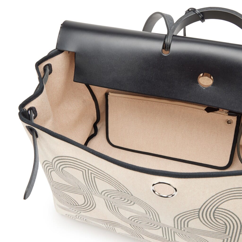 Ecru, Beige and Gris Meyer Toile and Black Hunter Herbag Zip Cabine 50 Bag Palladium Hardware, 2023
